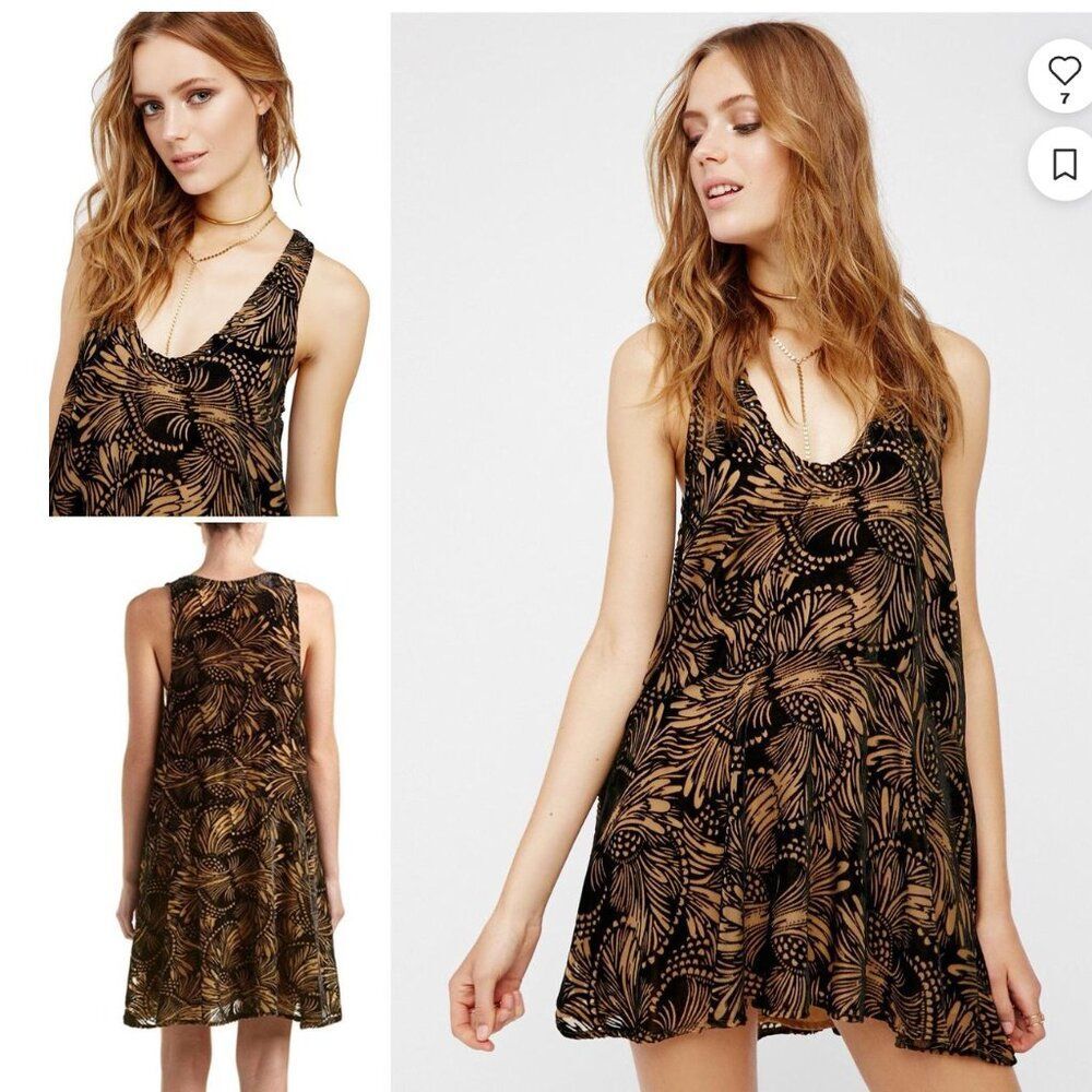 Free People Womenโs Ellie Velvet Burnout Mini Dress XS